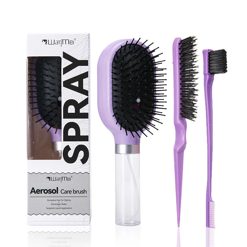 Anti Static 2 in 1 Air Cushion Hair Brush Set Hydrating Spray Massager Comb for Curly Dry Frizzy Hair