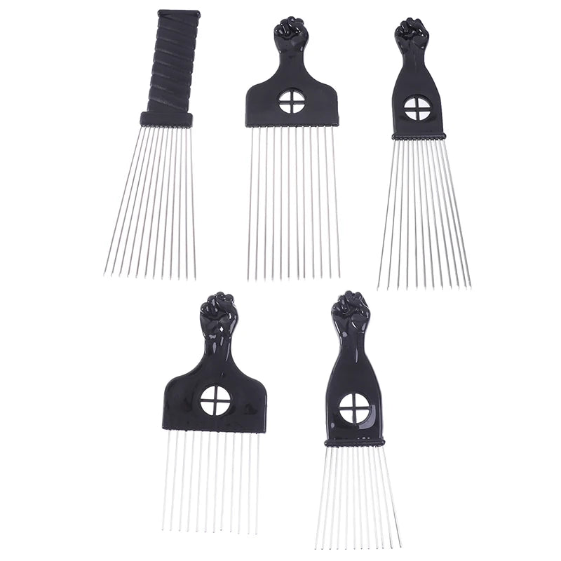 Black Fist Afro Metal Comb African Hair Comb Brush Salon Hairstyle Styling Tool