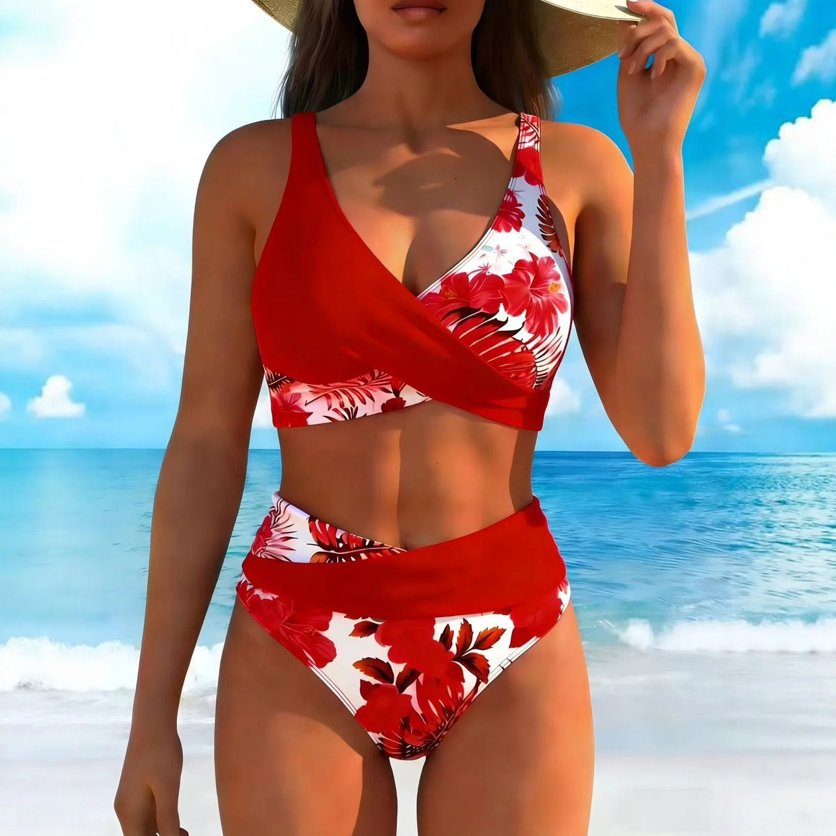 2026 New Sexy Tropical Floral Print Bikini Swimwear Women's Beach Vacation Set Separate Design Quick Dry High Elasticity