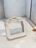 1 piece mini makeup bag - women's small makeup bag, waterproof travel toiletry bag, transparent console organizer bag with transparent window and gold zipper, lunch bag, travel bag, women's bag, small makeup bag/small makeup