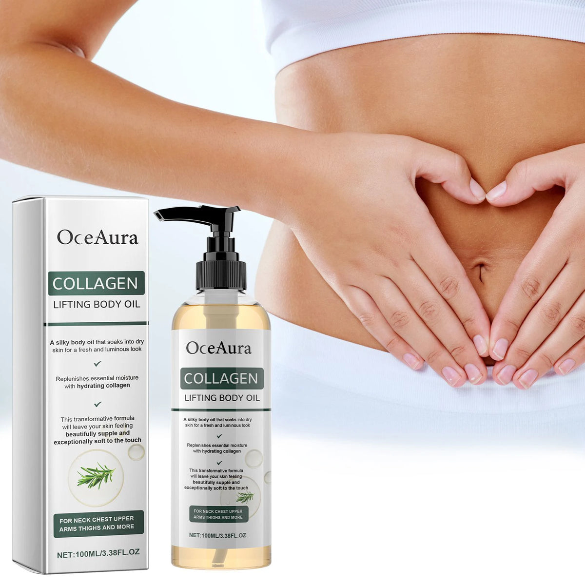 OceAura Collagen Body Oil Moisturizing and Moisturizing Whole Body Massage Essential Oil for Dry Skin Moisturizer Hydrating