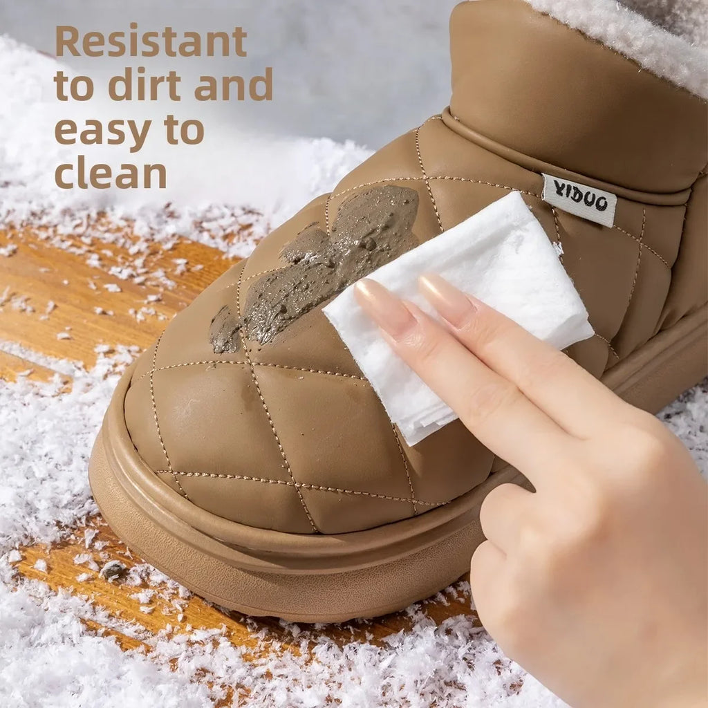 Women Winter Waterproof Snow Boots Platform Anti Slip Fur Lined Warm Heeled High Thick Sole Outdoor Booties Shoes