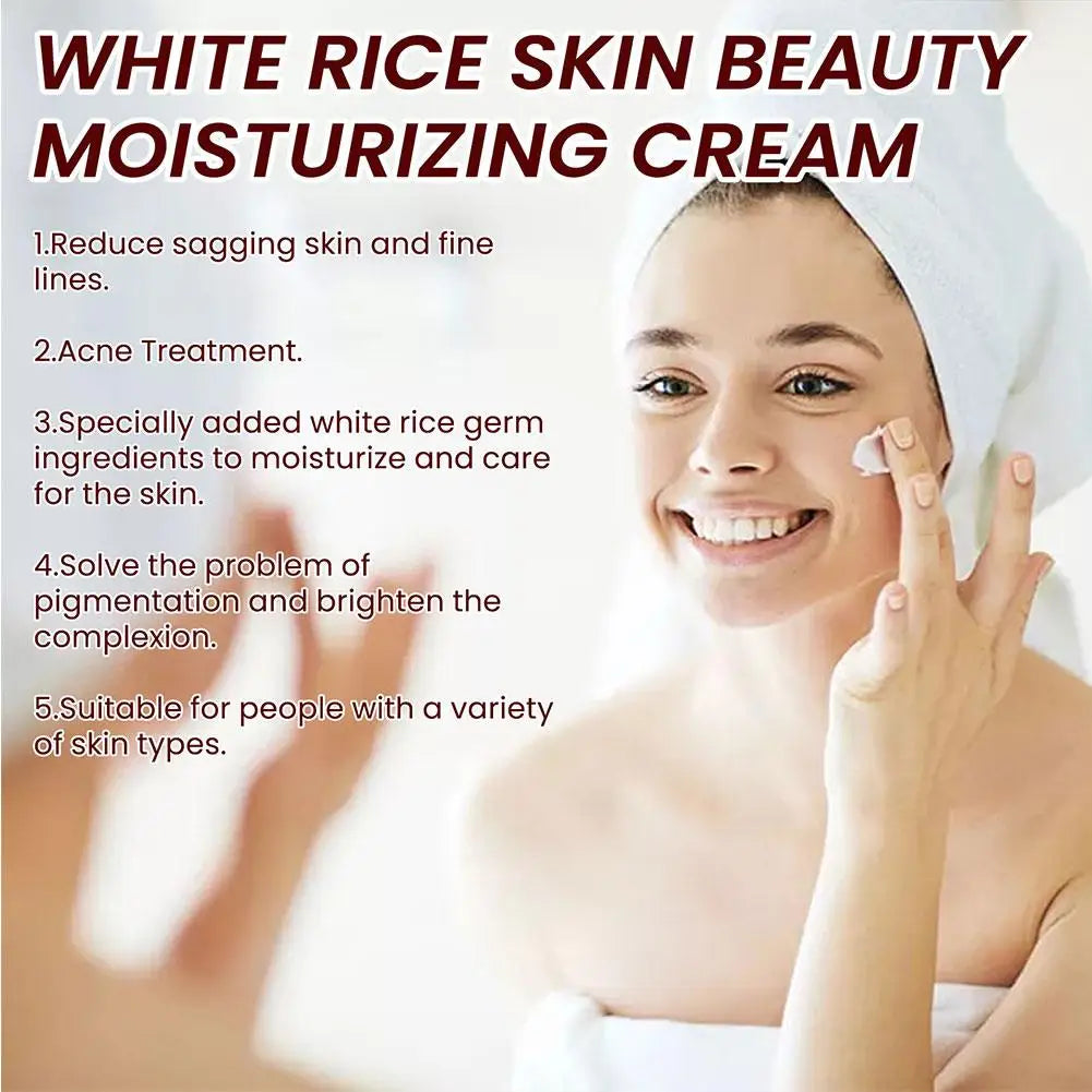 1/2/3PCs Rice Cream For Face White Rice Essence Brightening Moisturizing Cream Lightweight Moisturizer Face Cream Smooth Lines