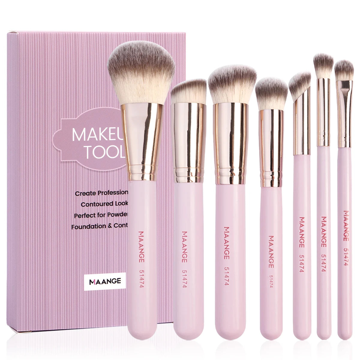 MAANGE 7PCS Makeup Brush Set Foundation Concealer Eyeshadow Makeup Brush for Liquid Cream Soft Dense Cosmetic Makeup Beauty Tool