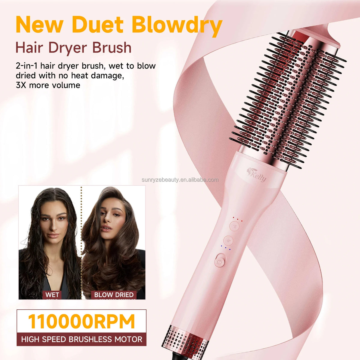 Duet Blow Dry Brush High-Speed Hair Dryer Brush Secador Y Moldeador De Cabello Liviano / Secador E Modelador De Cabelo Leve
