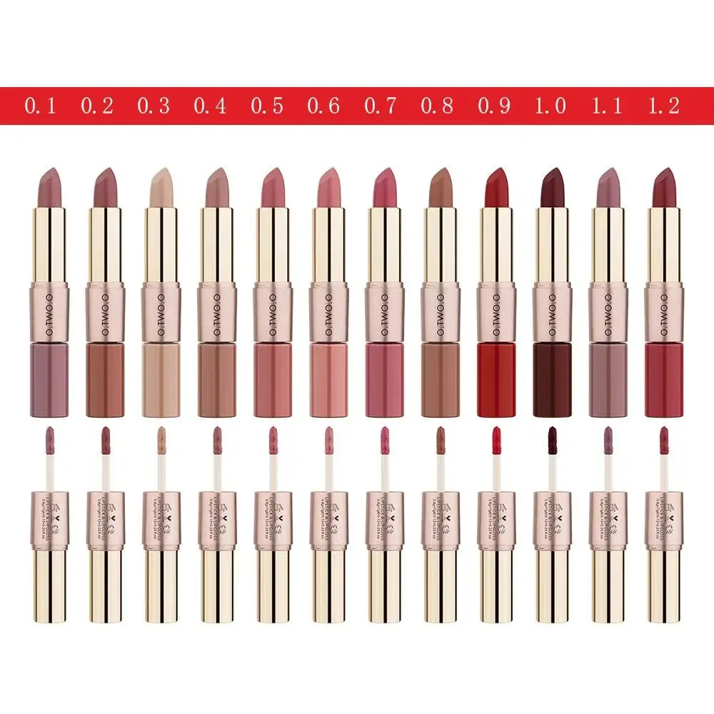 Waterproof 2 in 1 Matte Lipstick Lip Gloss 12 Colors Long Lasting Makeup Cosmetics Rouge Lips Stick Batom Mate