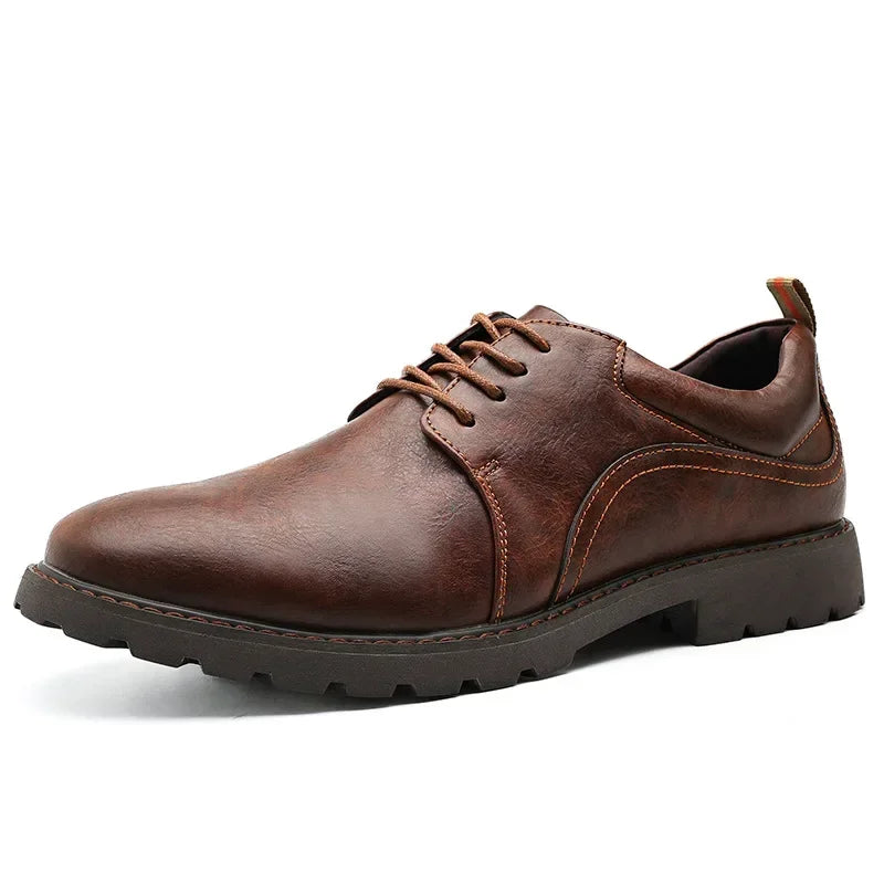 Vintage Men's Leather Shoes Casual Shoe Outdoor Workwear Men's Shoes British Style Single Botines Para Hombres Zapatillas Male