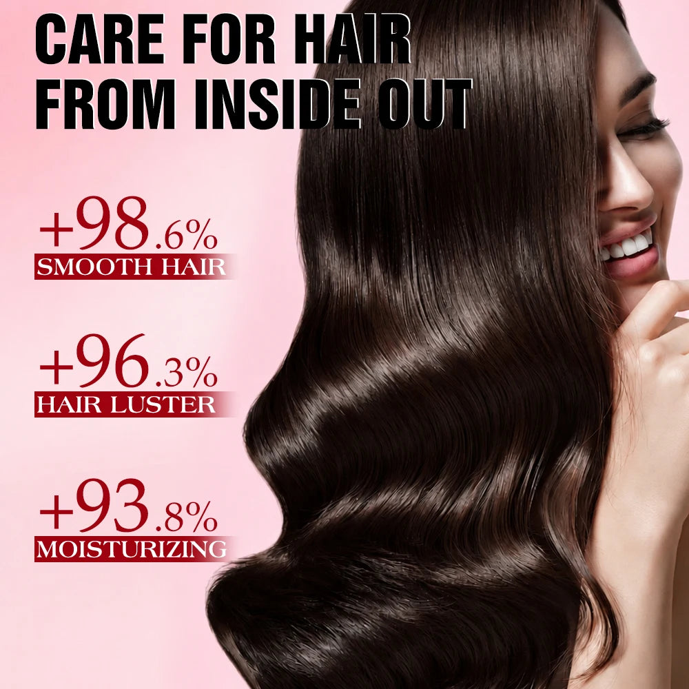 Peptide Keratin Hair Serum Capsules, 60Pcs Leave-In Hair Oil Conditioner, Anti-Frizz Treatment for Smoother Dry Damaged Hair