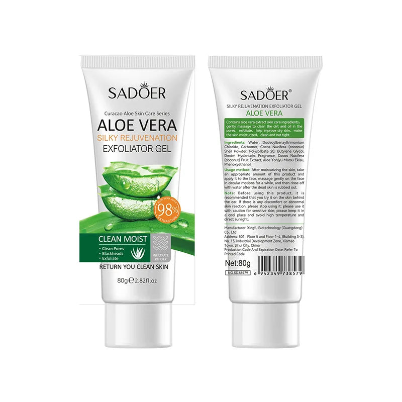 SADOER Exfoliating Aloe Vera Gel Facial Cleanser Deep Cleansing Exfoliant Gentle Tender Face Exfoliation Facial Exfoliator