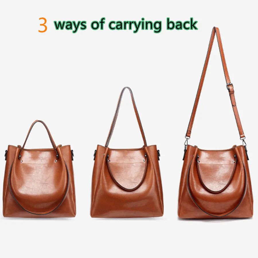 Women' Bucket Handbag, Large Capacity Casual Ladies' Shoulder Crossbody Bag, Soft PU Leather Commuting Bag