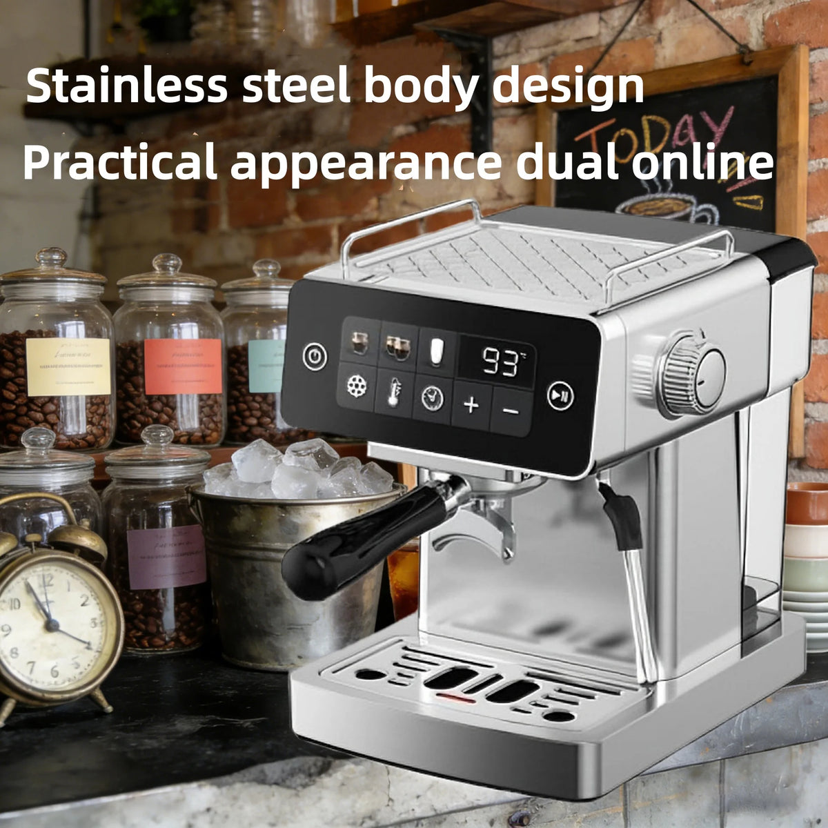 Espresso Coffee Machine, Automatic Milk Frother Espresso Maker with 20Bar Pump, Compact Semi-Automatic Coffee Machine for Home O