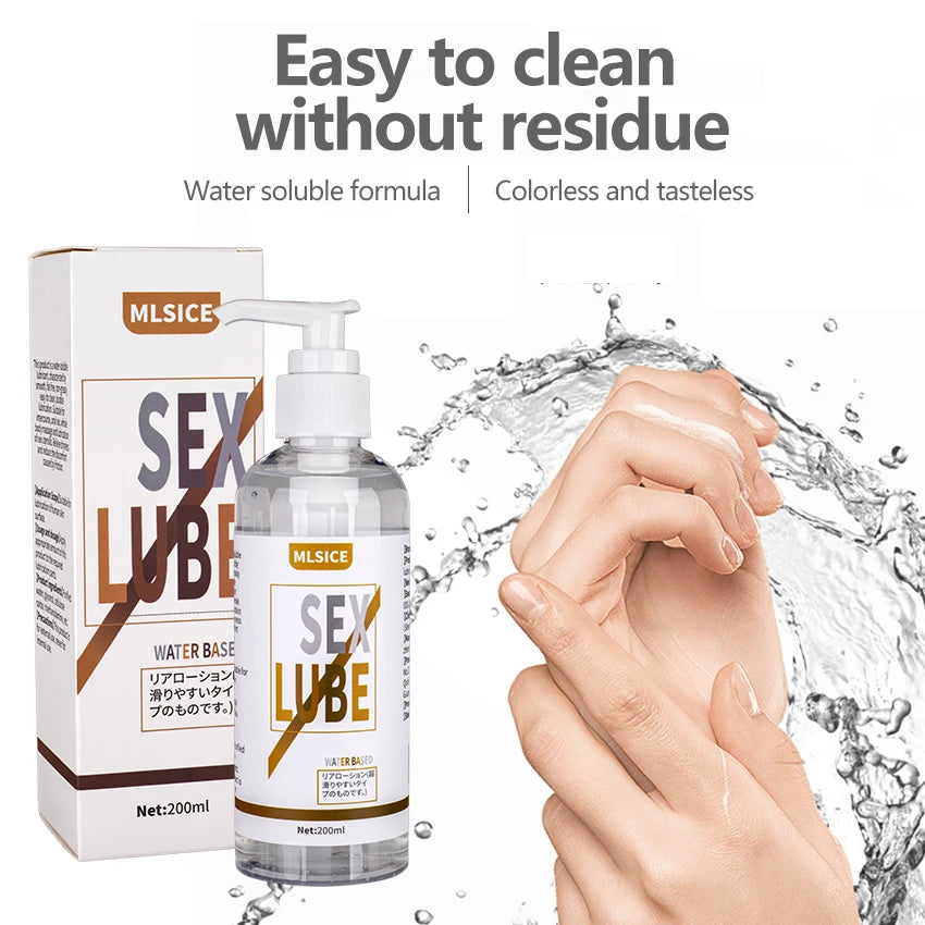 Natural Water Based Sexual Lubricant for Women Adult Vagina Pusssy Lube Men Gay Anal Sex Toy Gel Intimate Body Massage Oil 200ml