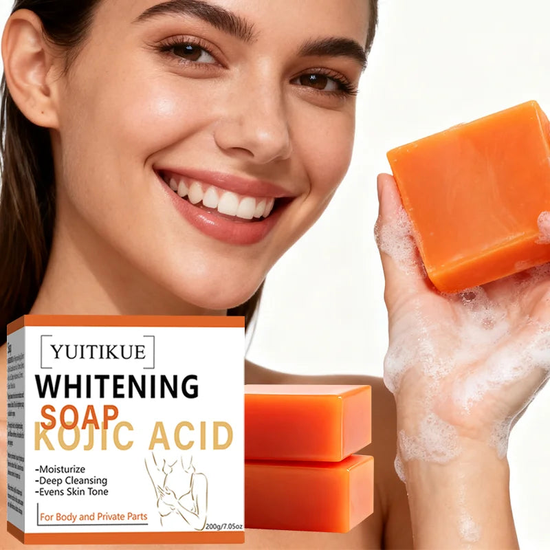 200g Kojic Acid Soap Whitening Soap Deep Cleansing Moisturizing Evens Skin Tone Face Body Intimate Areas Cleansing Bar Soap