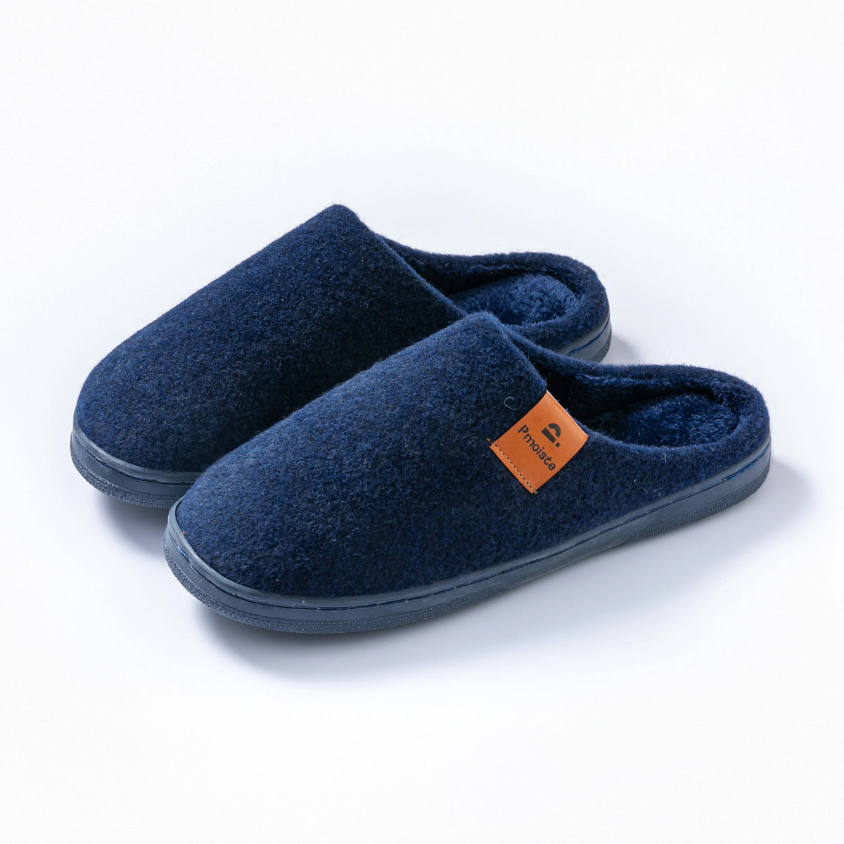House Slippers for Men Warm TPR Non Slip Felt Soft Memory Foam Cushion Indoor Shoes Winter Comfortable