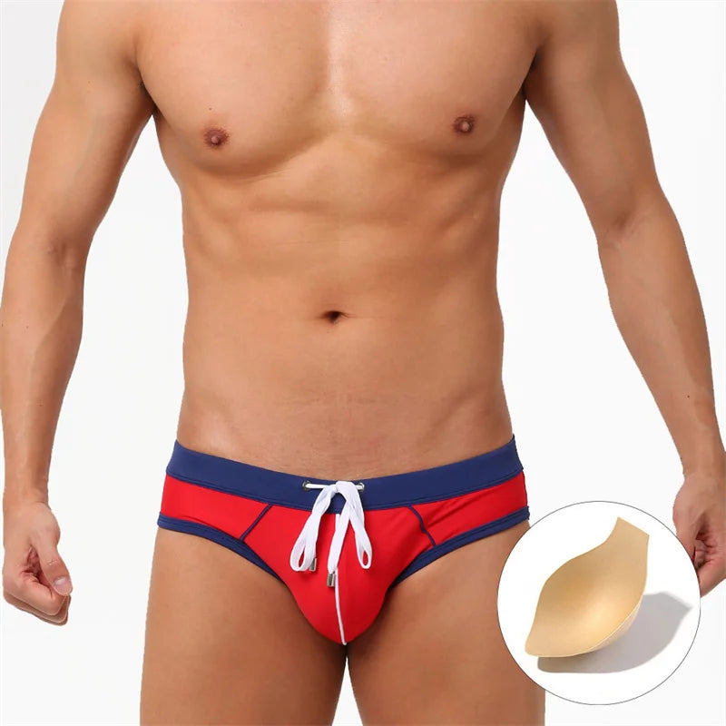 Sexy Beach Briefs Swimming Color Matching Men's Briefs Trend Simple Bag Comfortable Beach Holiday Briefs Swimwear