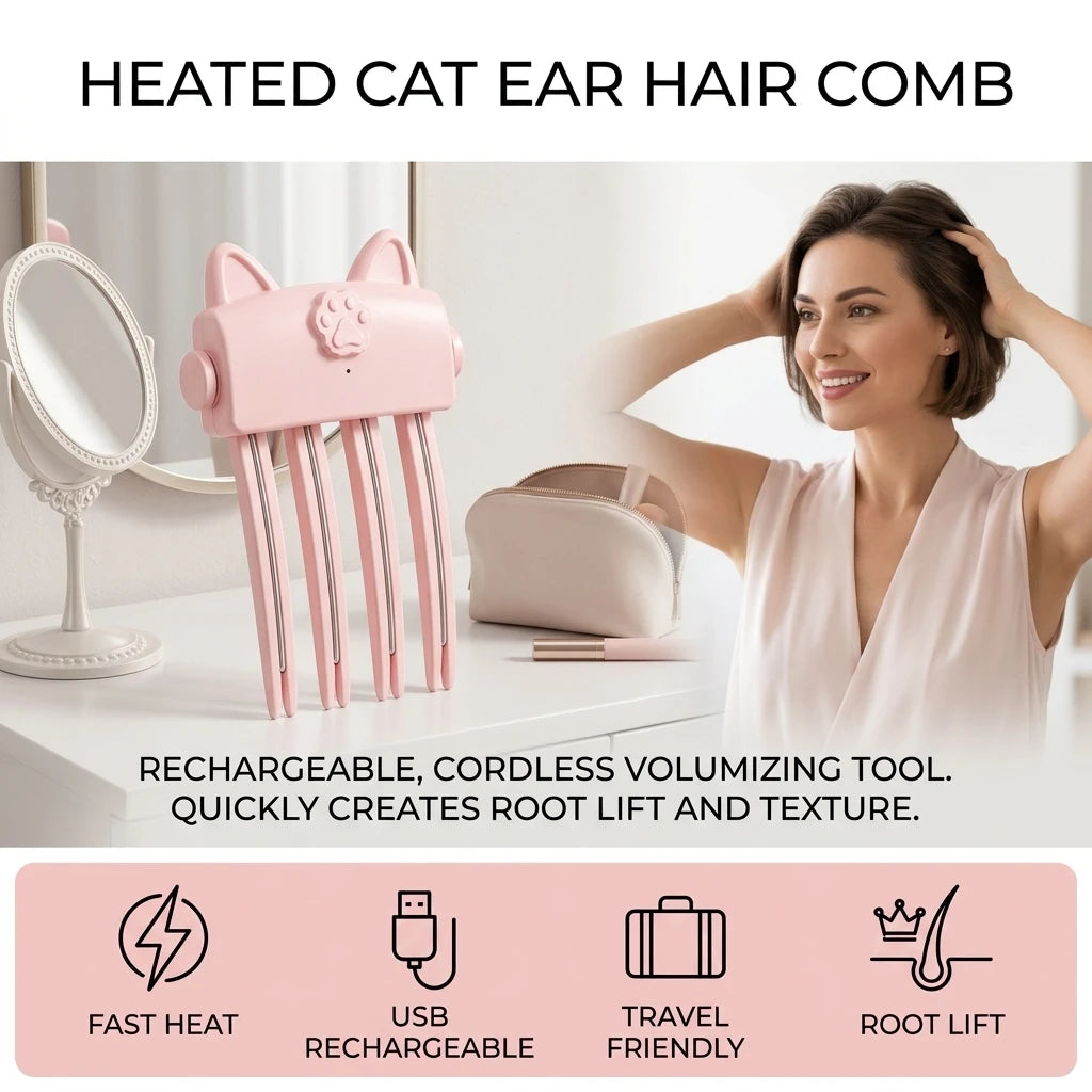 Kawaii Cat Paw Designs Hair Clips Hair Root Volumizing Clip Portable Professional Heated Hair Styling Tool for Home Travel Use