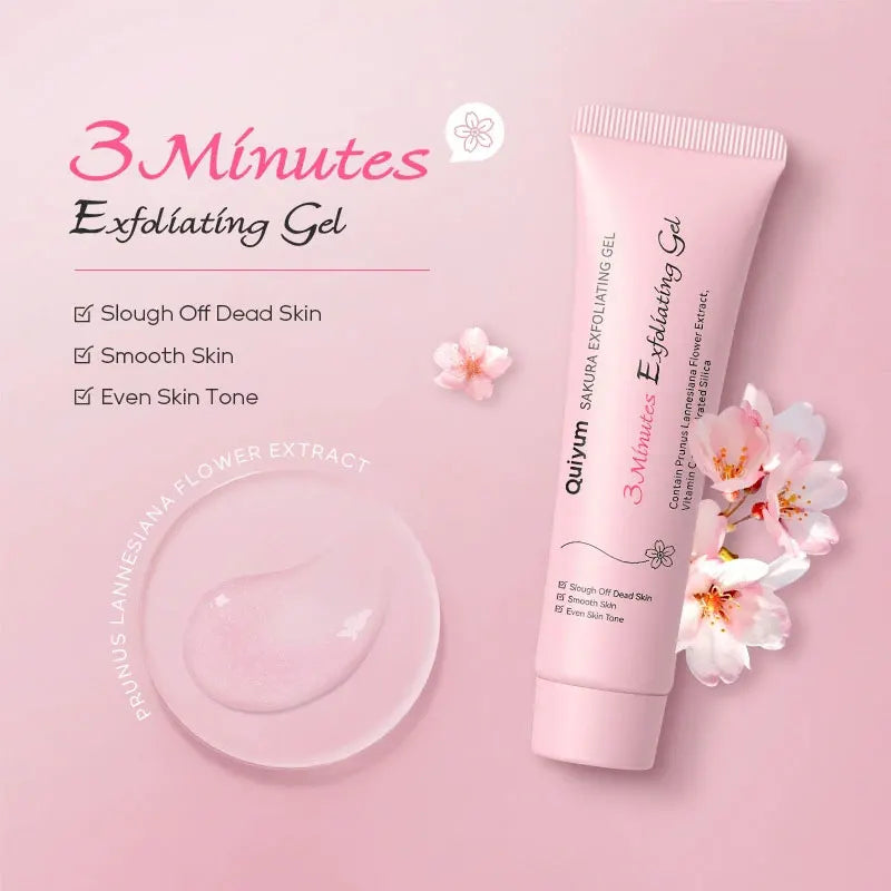 Sakura Exfoliating Gel, Face and Body Exfoliating Scrub Gel, Deep Cleansing Moisturizing Facial Exfoliator