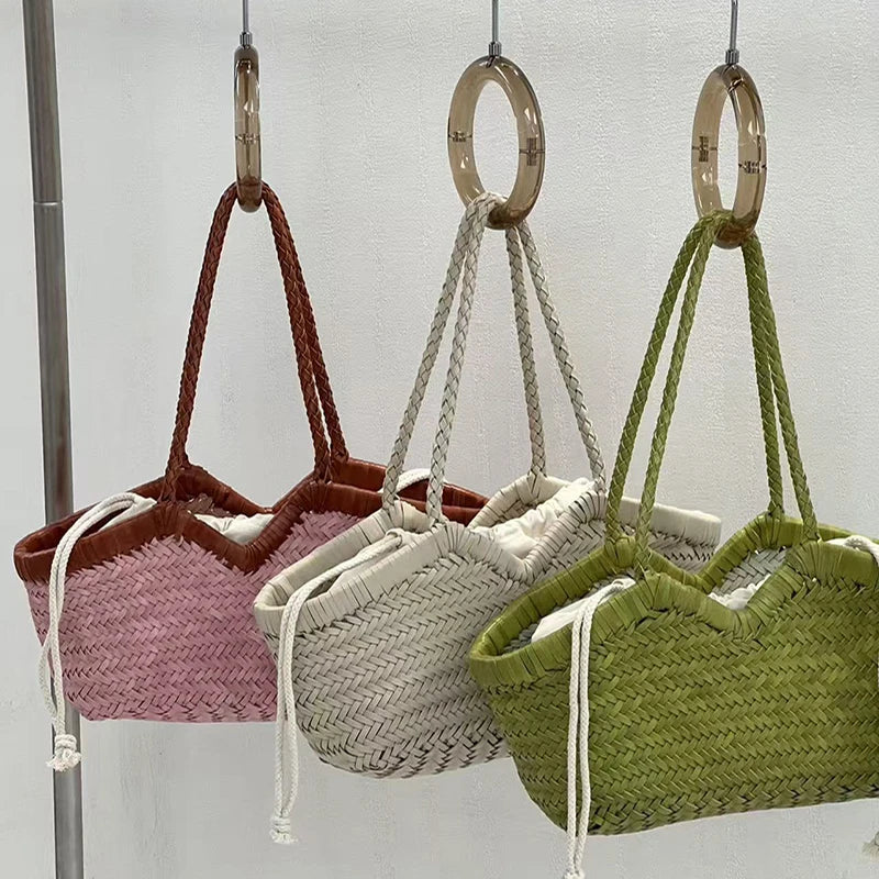 Bamboo Woven Market Shopping Basket,Handmade Women Shoulder Bag,designer Large Capacity Tote Bag,Summer Vacation Beach Handbag