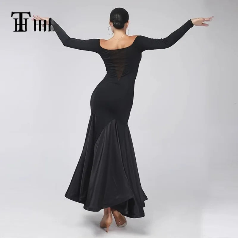customized Sexy adult ladies modern suit long skirt performance Clothing ballroom dance dress vestido de mujer