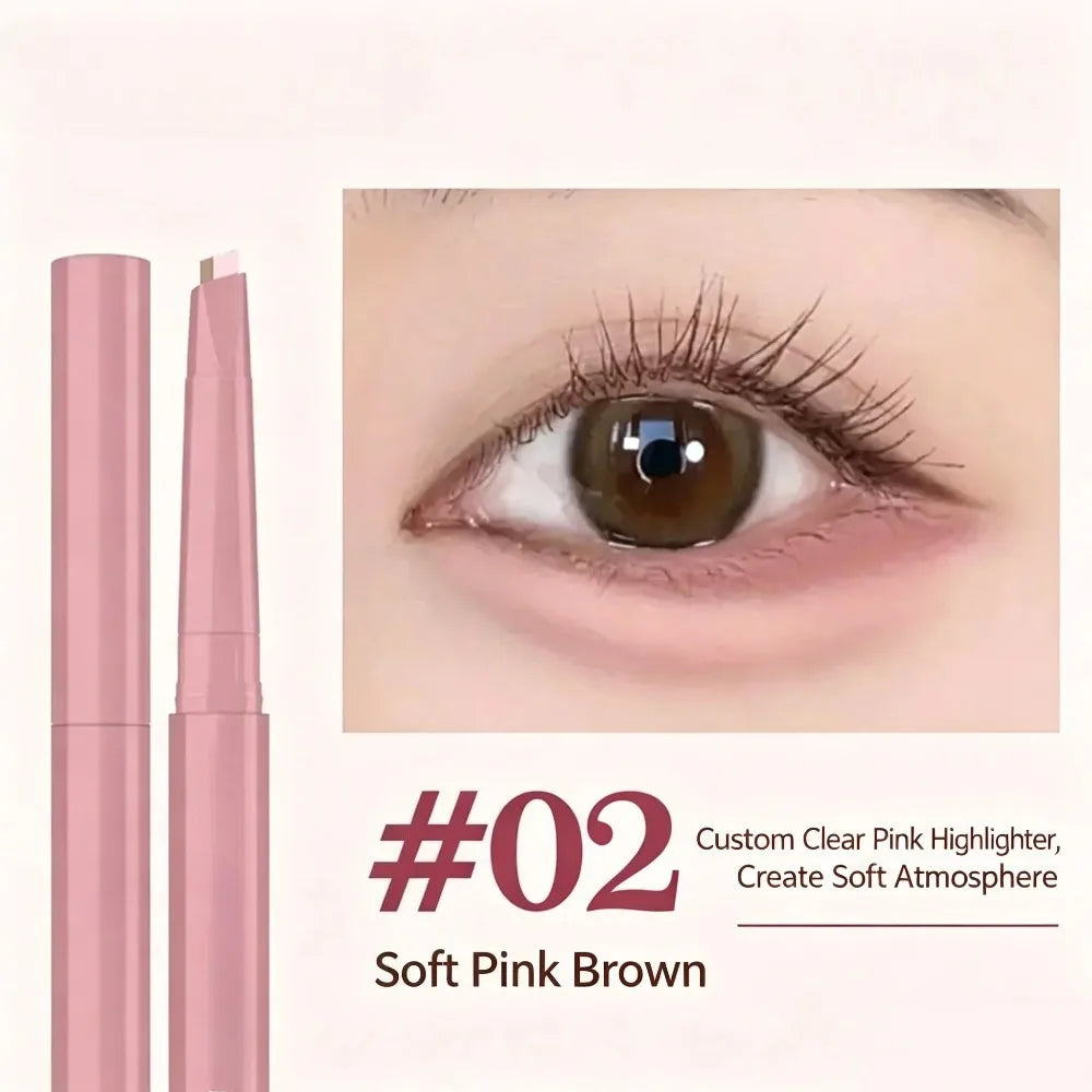 Korean 2 in 1 Ended Lying Silkworm Pen,Bionic Shading Highlighting,Instant Big Eye Effect,Smooth&Smudgeproof&Waterproof,Flat Tip
