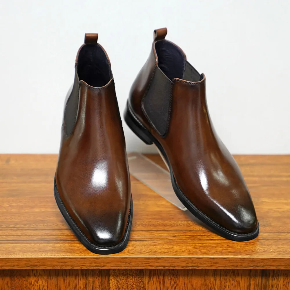 Men's Chelsea Boots Retro Ankle Boot Handmade Leather Boot High Top Casual Boots for Men Classic Business Dress Boots Botas2025
