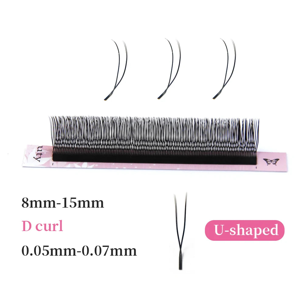 U-Shape YY Lash U YY Extensión De Pestañas 3D Cluster Eyelash Bundles UY Premade Volume Fans YY Ciilios False Eyelash DIY Logo