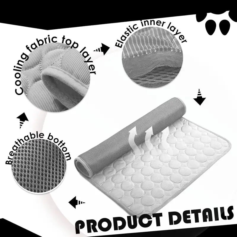 Pet Cooling Mat 50x40cm, Non-Toxic Foldable Cooling Pad, Scratch-Resistant Washable Cat Cooling Mat, HJ