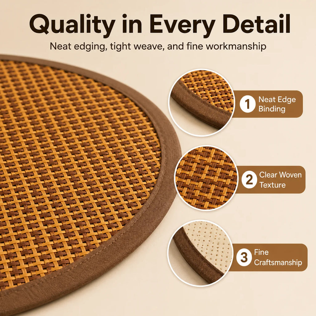 Pet Cooling Mat for Cats Round Woven Summer Sleeping Pad Breathable Washable Cat Bed Mat for Indoor Pets