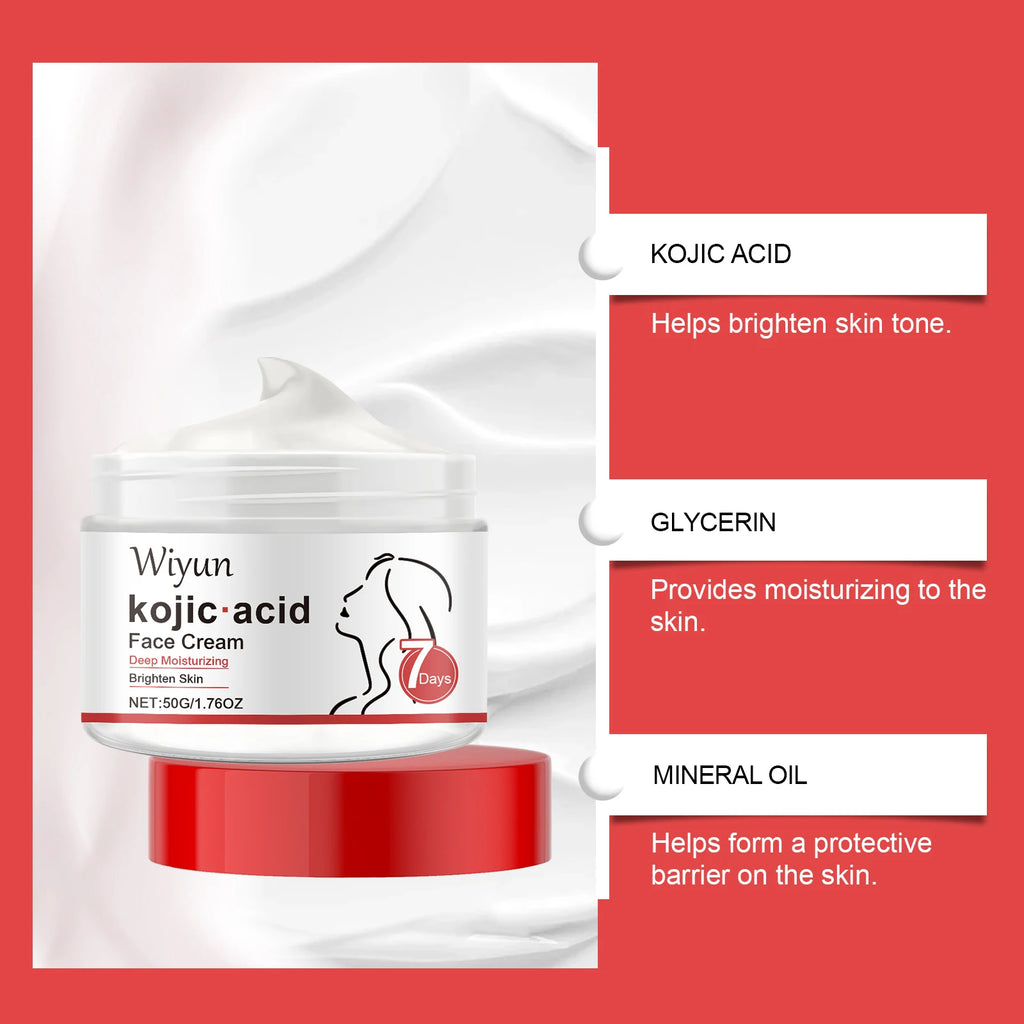 Kojic Acid Whitening Cream Skin Brightening Pigment Melanin Lighten Dark Spot Remove Improve Dullness Even Tone Face Moisturizer