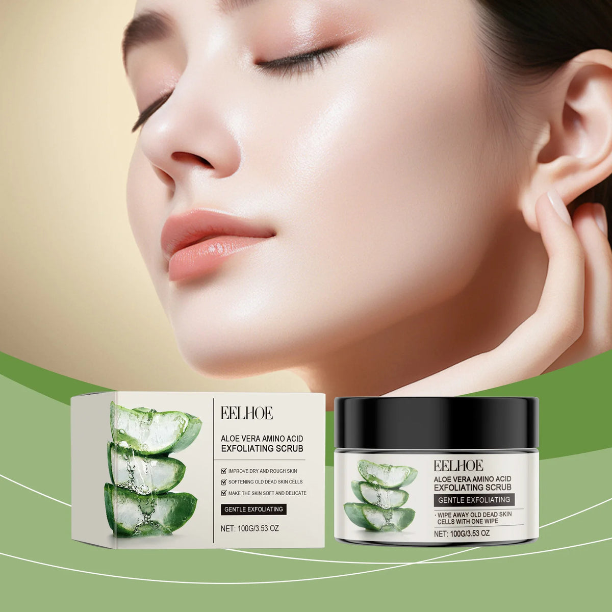 EELHOE Aloe Vera Exfoliating Face Scrubber Creams to Lighten the Skin Smooth Skincare Facial Cleaning Moisturizing Facial Scrub