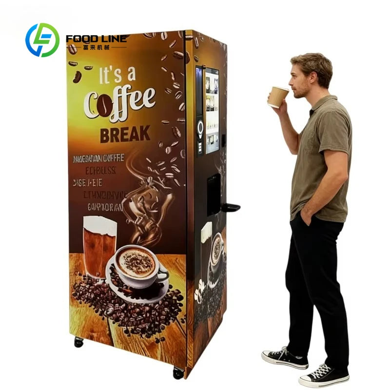 24 Hours Fully Automatic Coffee Vending Machine Customize Hot Cold Tea Coffee Dispenser Maquina Expendedora De Cafe Self Service
