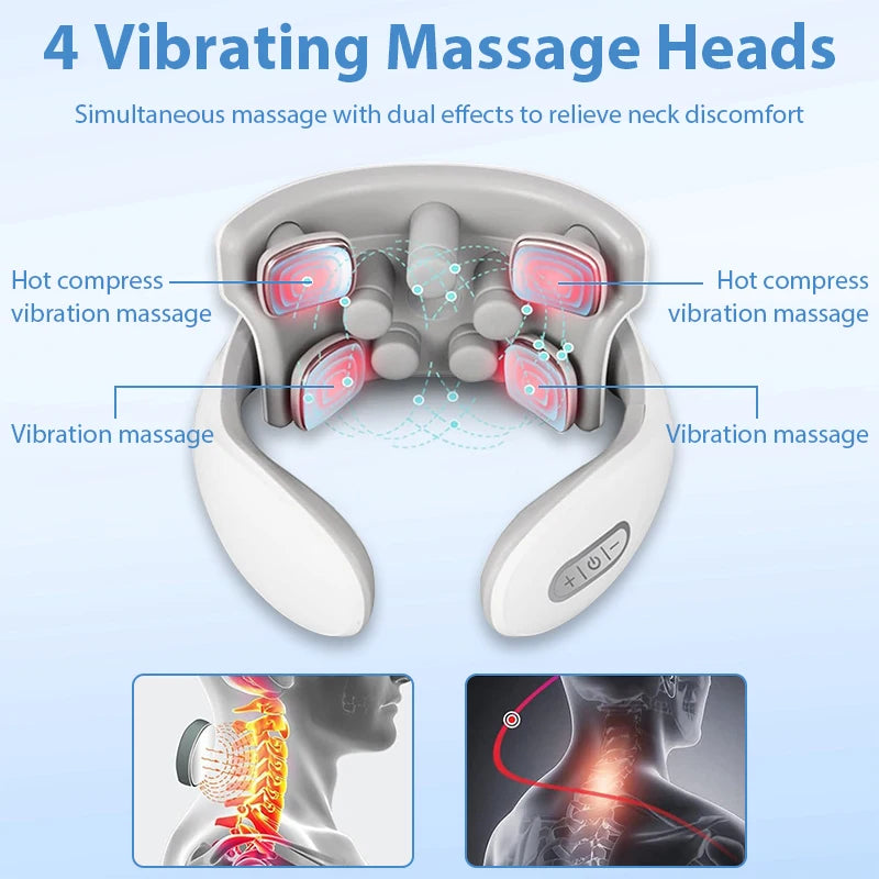Smart Neck Massage Shoulder Neck Massage Cervical Vertebra Vibrator Heat Relieve Pain Pulse Neck Massage Instrument Health Care
