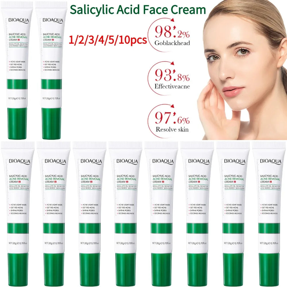BIOAOUA Salicylic Acid Acne Cream Shrink Pore Cream Elimination Large Pores Remove Blackehead Repairing Skin Care Facial Cream