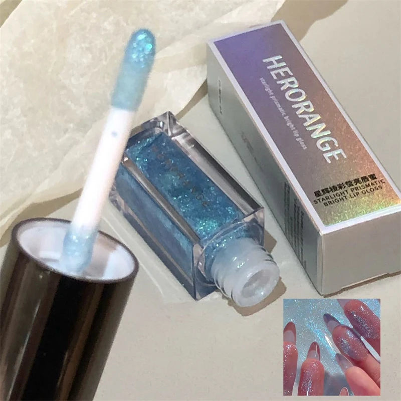 Star Shine Glitter Lip Gloss Water Light Mirror Shimmer Lip Tint Lasting Moisturizing Non Sticky Glossy Liquid Lipstick Makeup