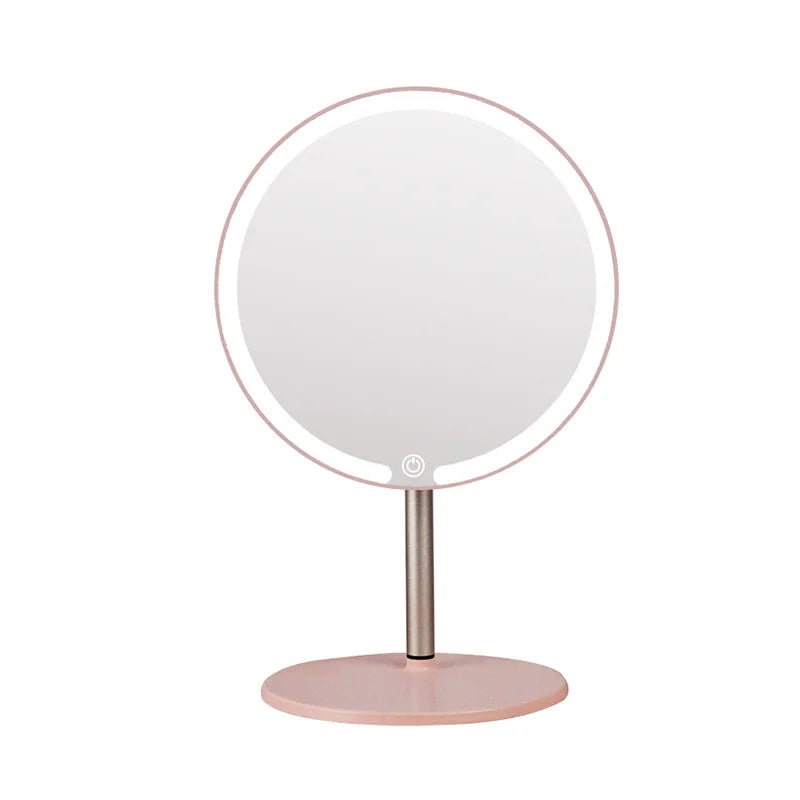 Wholesale 2026 New LED Makeup Mirror Round Desktop Mirror with Light Metal Small Gift