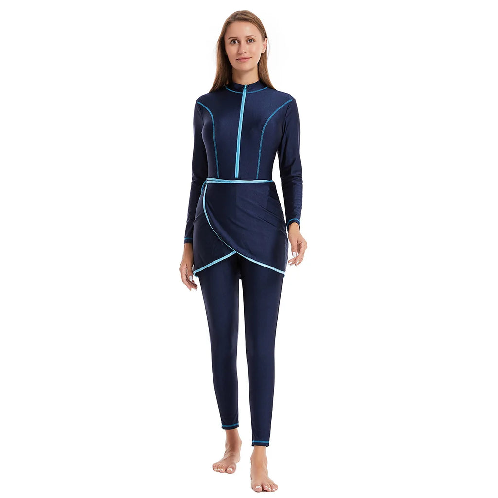 2026 Muslim Modest Swimwears with Hijab Women's Beach Swimsuit 3-pieces Islamic Long Sleeve Swimming Suit for Women Bathing Swim