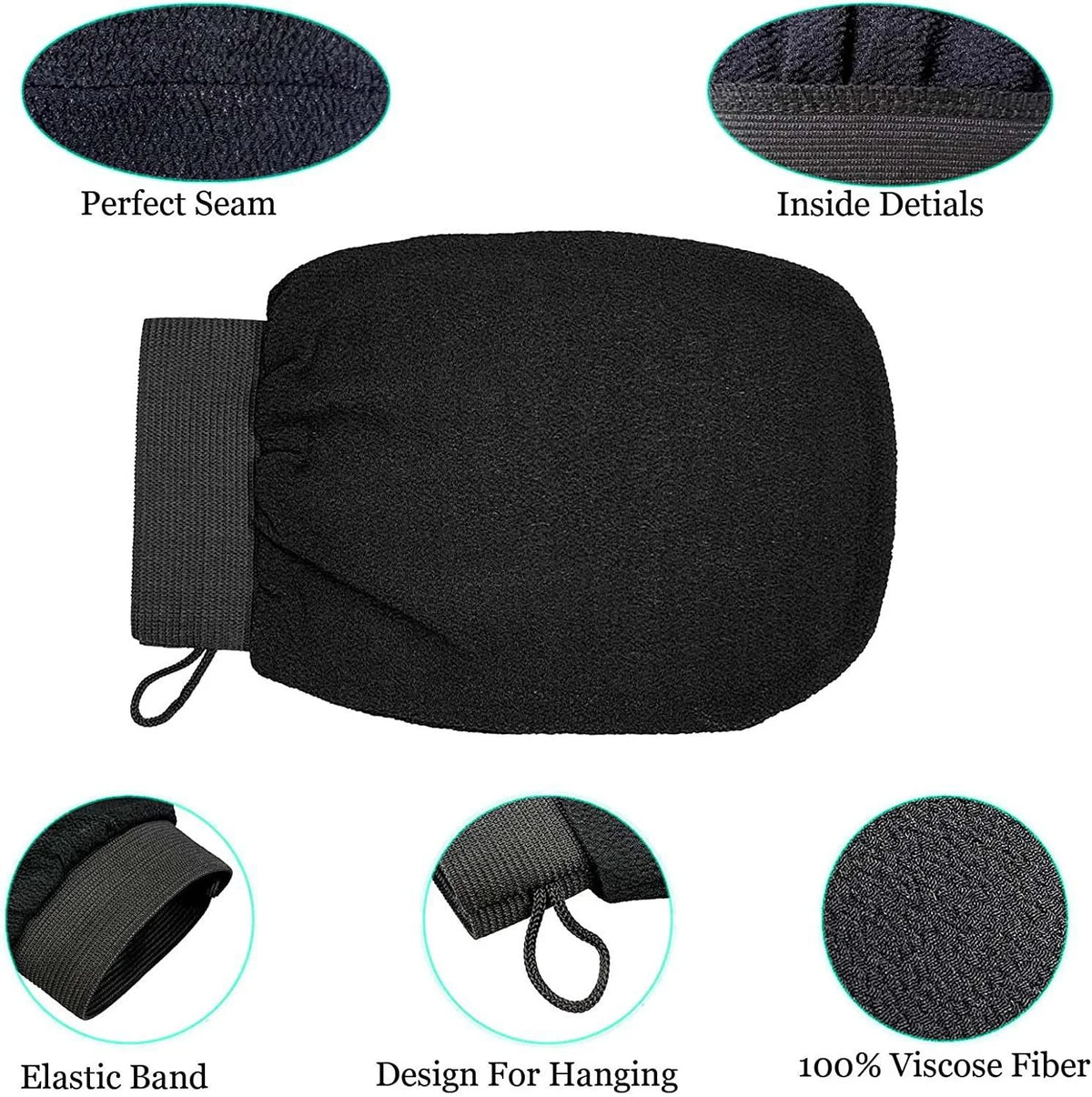 Exfoliating Glove for Body & Face - Bath & Shower Scrub for Deep Cleaning, Tan Removal and Massage