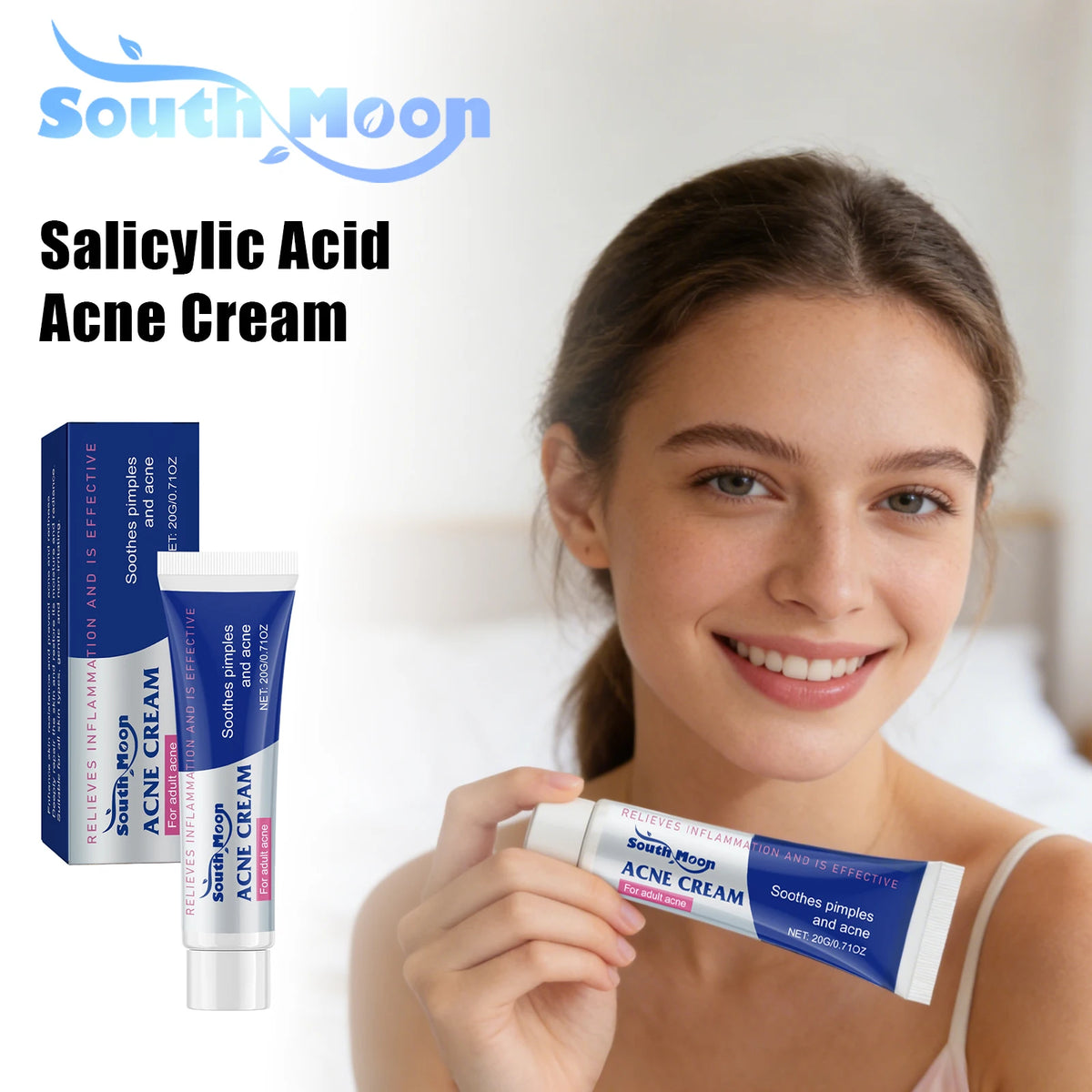Salicylic Acid Acne Cream Clean Pores Reduce Pimple Fade Acne Repair Damaged Skin Soothe Redness Aloes Extract Repair Acne Cream