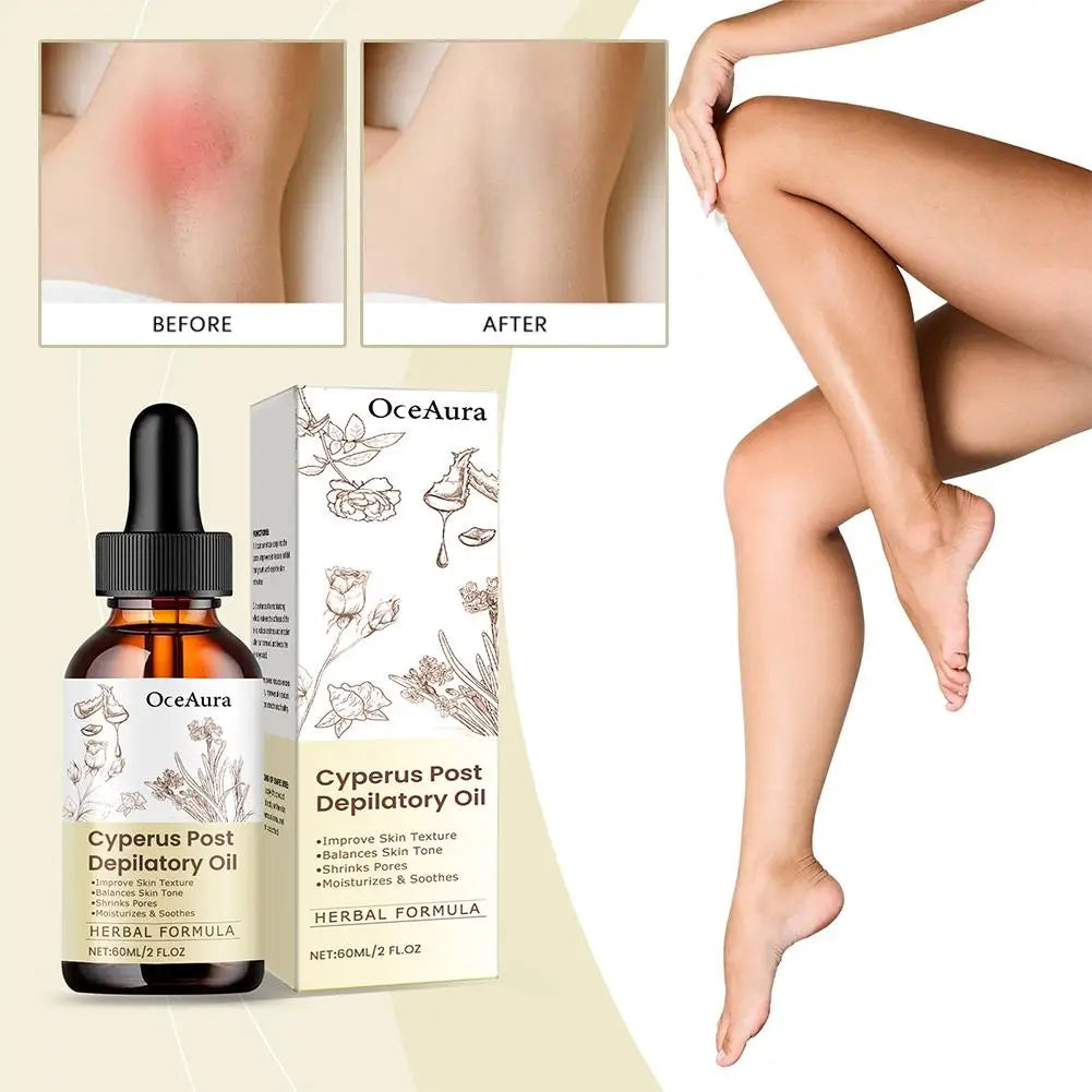 Natural Cyperus Rotundus Essential Oil 60ml for Hair Removal Moisturizing Soothing Skin Reducing Body Hair Painless After
