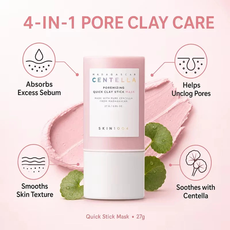 SKIN1004 Korean Centella Poremizing Quick Clay Stick Mask 27g 5 Clays Deep Pore Cleansing Sebum Control Blackhead Remover Gifts