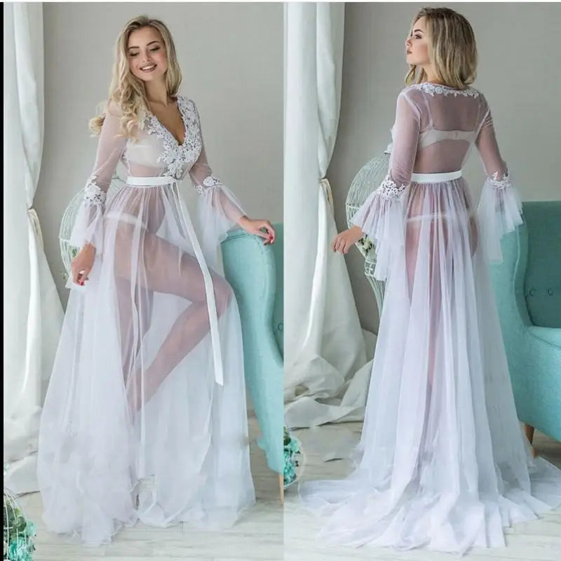 Hawaiian Beach & Ocean Getaway Mesh Translucent Long Dress for Women in Summer