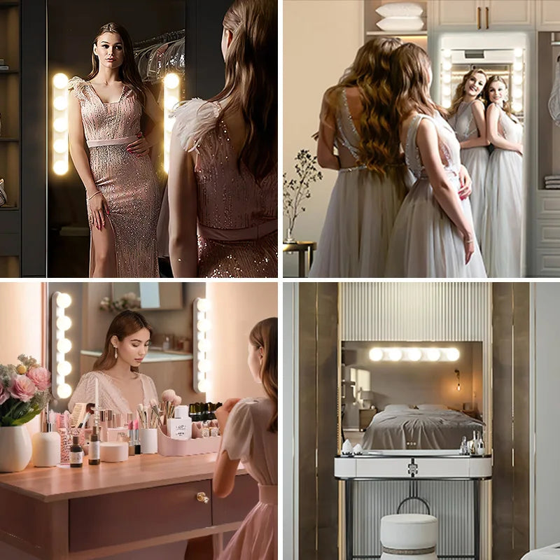 Makeup Mirror LED Light Bulbs Vanity Lights USB Adjustable Brightness and Colour Temperature Bathroom Dressing Table Lighting
