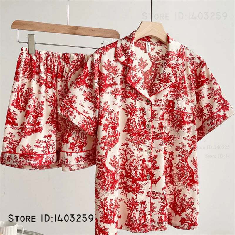 New Women Pijamas Silky Satin 2PCS Pajamas Set Sleepwear Spring Autumn Trouser Lounge Wear Loose Casual Female Homewear Lingerie