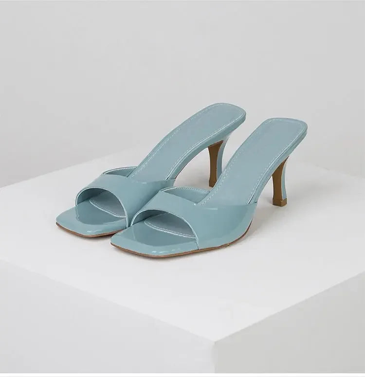 Summer New Slippers Women  Trend Sexy Large Size Square Toe Thin Heels Shoes Ladies Casual Slippers Heel zapatos
