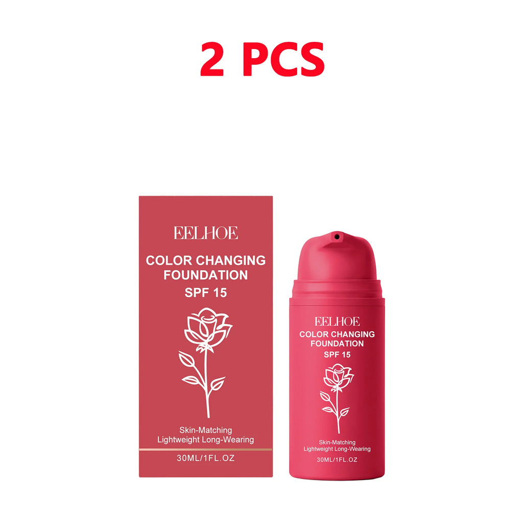 Korean Color Changing Foundation for Mature Skin SPF 15 Hydrating Liquid Concealer for Fine Lines & Wrinkles Dewy Natural Finish