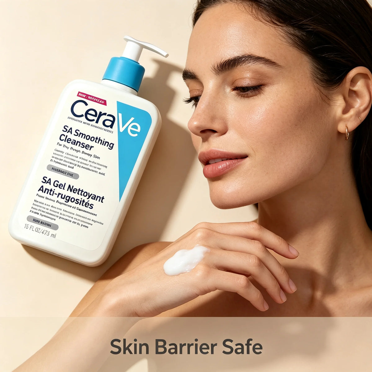CeraVe SA Smoothing Cleanser 473ml Gentle Daily Wash with Ceramides for Dry Rough Bumpy Skin Care