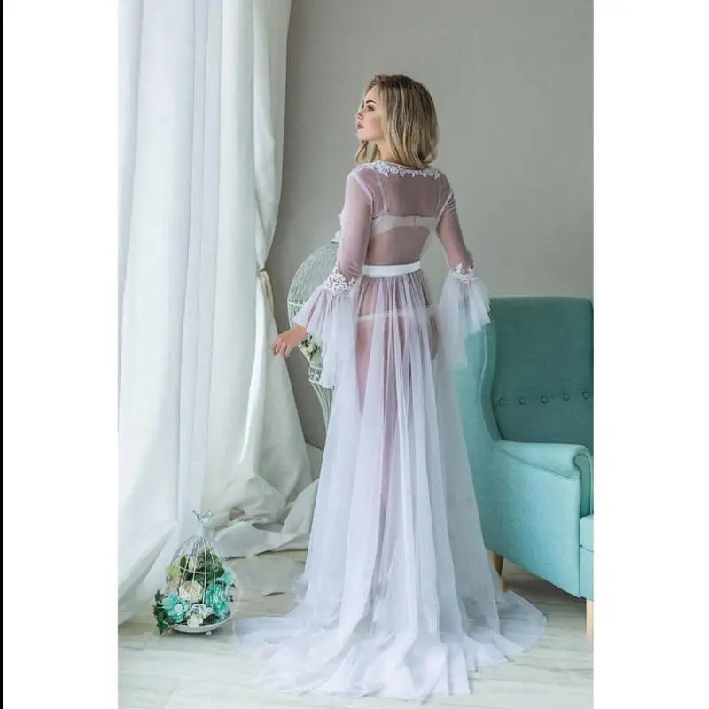 Hawaiian Beach & Ocean Getaway Mesh Translucent Long Dress for Women in Summer
