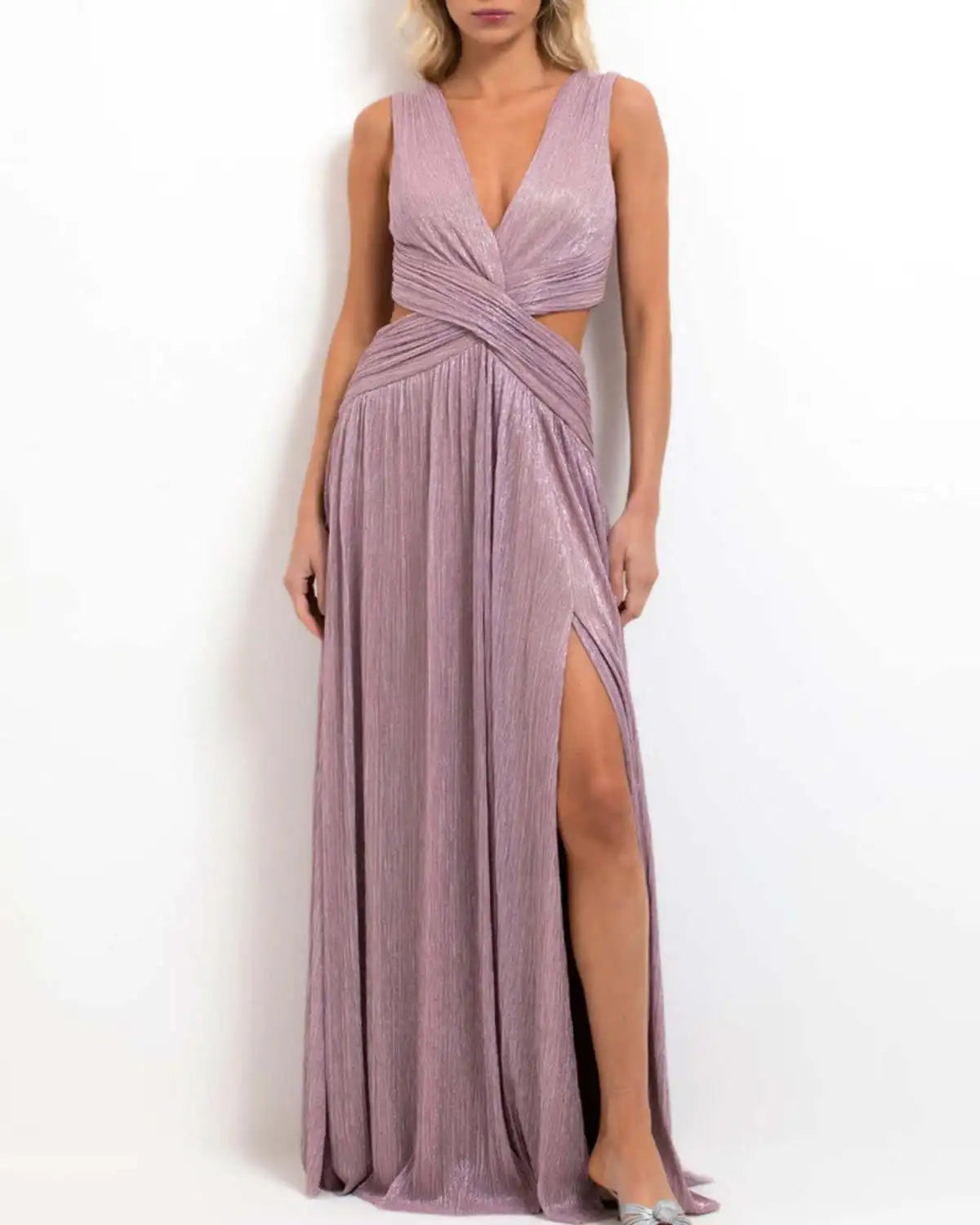 Elegant Dress Temperament Evening Dresses Sexy Vestidos Largos Hot Style French Solid Color Sleeveless Backless Slit Slim Party