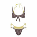 Bathing Suits Polka Dot Halter Bikini Set Low Waist Lace-up Summer Beachwear Deep V Patchwork Women Swimsuits Casual