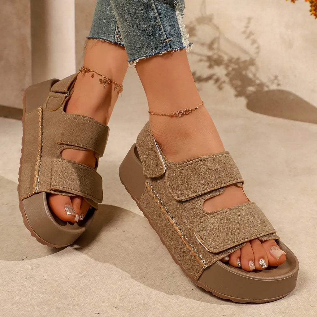 Fashion Women Sandals Summer New Simple Round Toe Non Slip Thick Sole Female Shoes Comfort Wear Resistant Soft Sole Sandals